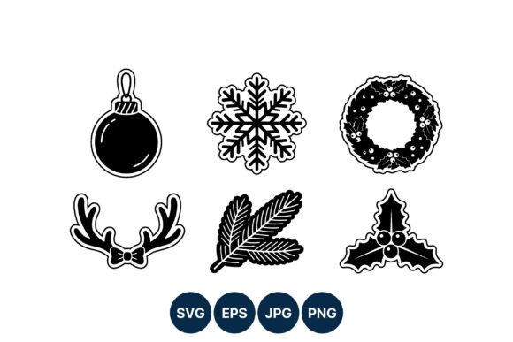 Black White Christmas Ornament Icons: A Designer’s Review for Illustrations