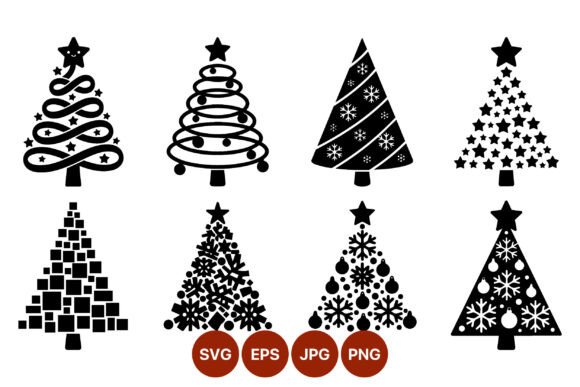 Black White Christmas Tree Silhouettes: A Timeless Embroidery Design for Real Projects