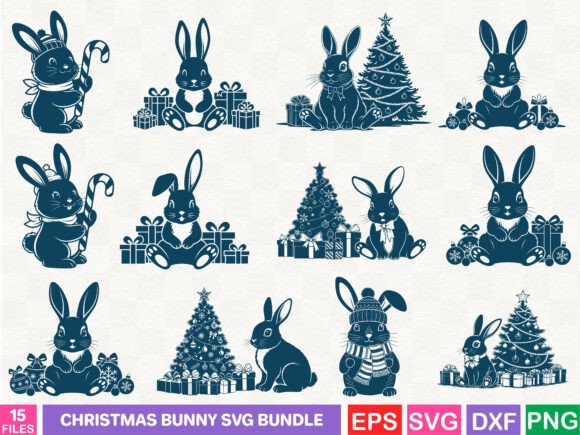 Christmas Bunny SVG Bundle for Illustrations and Design
