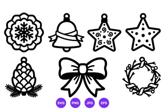 Christmas Decorations Vector Icons Black: Illustrations Review