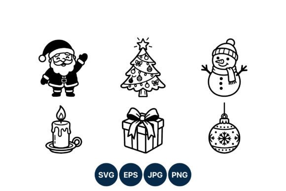 Christmas Icons Set Black and White: A Practical Review for Illustrations Sellers