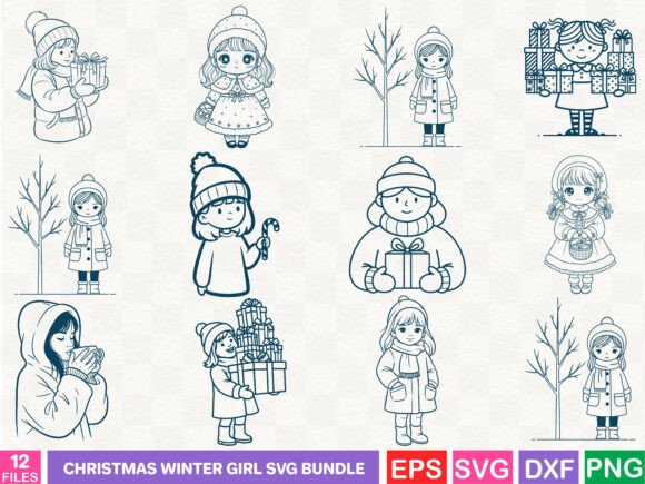 Christmas Winter Girl SVG Bundle: Illustrations for Seasonal Content