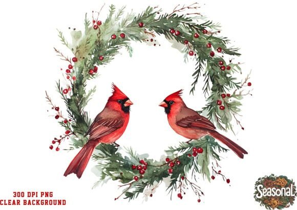 Classic Bird Christmas Wreath PNG: A Seller’s Review for Illustrations