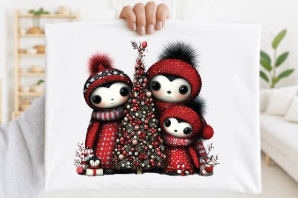 Cute Christmas Penguin Family Clipart for Brand Illustrations