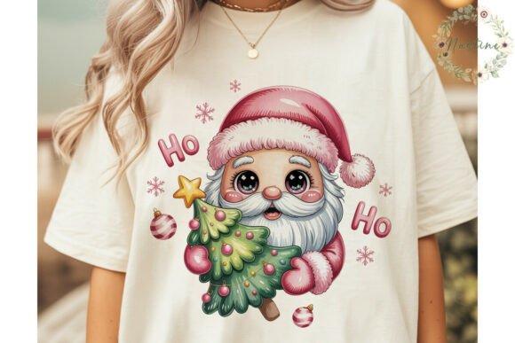 Cute Pink Santa Christmas PNG Clipart for Illustrations