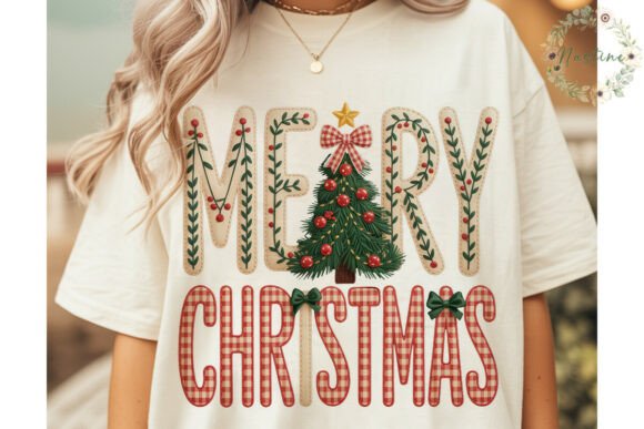 Embroidered Merry Christmas Design for Illustrations
