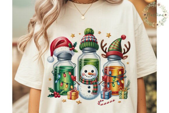 Festive Medical Vials Christmas PNG Illustrations