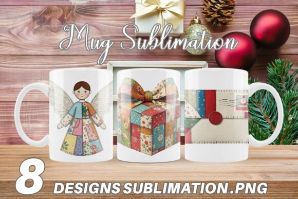 Festive Patchwork Christmas Mug Wrap PNG Review for Illustrations