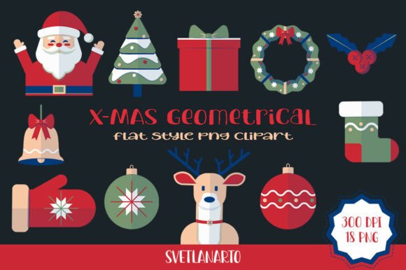 Geometric Christmas Clipart PNG Bundle Review