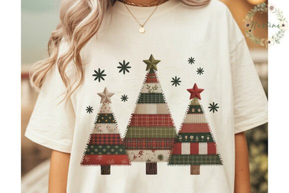 Patchwork Christmas Trees PNG Clipart for Illustrations