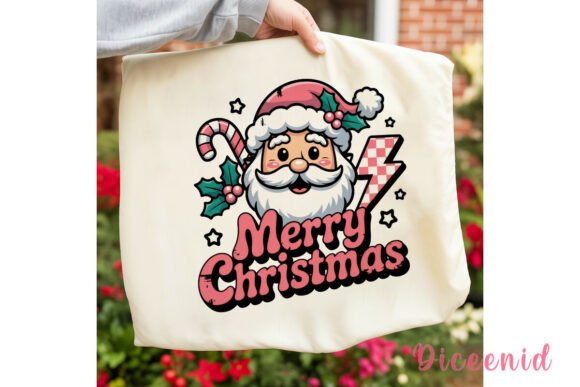 Retro Pink Santa Christmas PNG Clipart for Illustrations