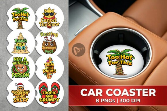 Sarcastic Tropical Christmas Car Coaster: A Review for Blog Graphics and Illustrations