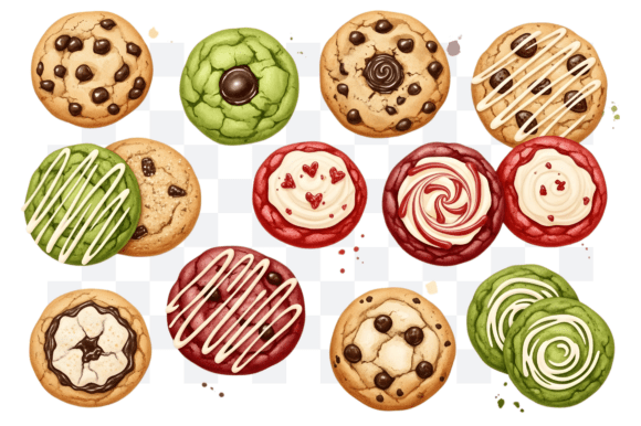 Watercolor Christmas Cookies PNG Clipart