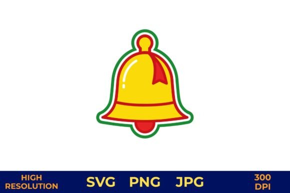 Yellow Christmas Bell with a Red Ribbon Illustrations